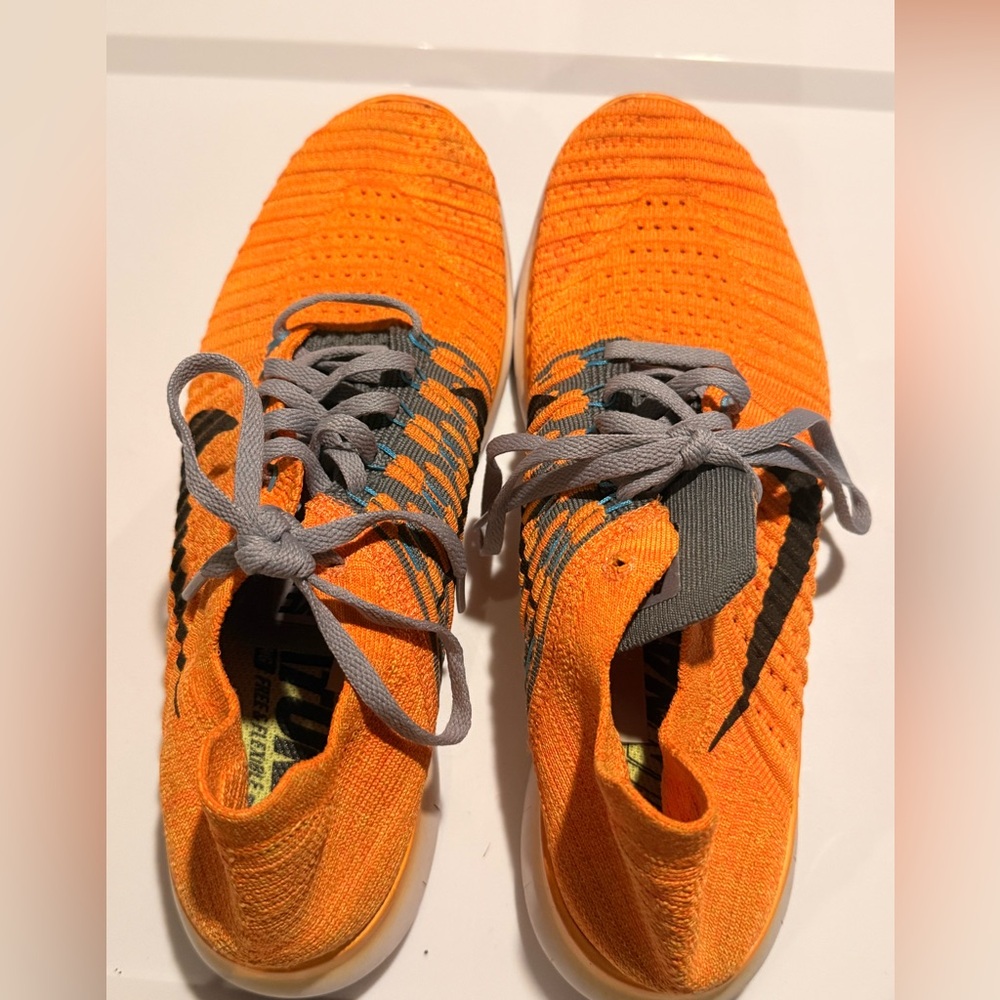 Women’s Nike Free RN Fly Knit Orange and Yellow Sneakers Size 11